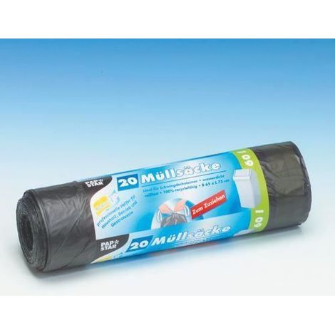 Sacs poubelle papstar 14196 60 litres fermeture coulissante 20 pièces