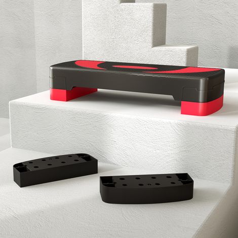 Stepper aerobico regolabile, superficie antiscivolo, plastica, nero (1/5)