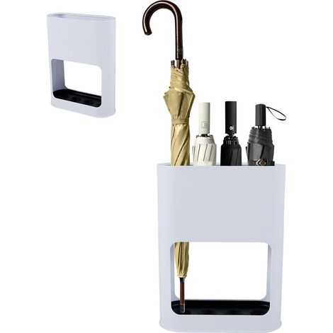 Porte Parapluie, Bac de Récupération Amovible Porte Parapluie Design Porte Parapluie(Blanc) (1/5)