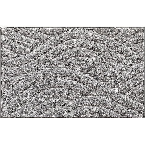 Tappetino da bagno antiscivolo colorato 40x60 cm, assorbente, in morbida microfibra, lavabile in lavatrice, resistente (grigio) (1/4)