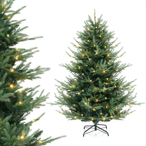 Albero di Natale artificiale 135cm con 442 punte rami 160 luci LED bianche calde in PE e PVC (1/3)