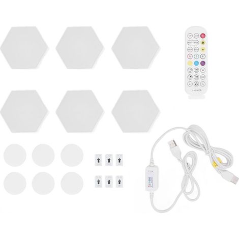 Panneaux LED Hexagonaux Bluetooth RGB 16M Couleurs Sync Musique Télécommande Appli Déco Murale Modulable Lot de 6 (1/5)