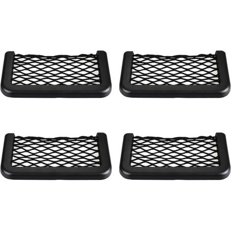 Filet de Rangement pour Voiture - Filet Universel en Maille - Fixation Adhésive Renforcée - Pour Smartphone Masque et Petits Objets - Lot de 4 (1/5)