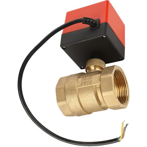 Vanne à bille motorisée en laiton, 2 voies, 3 fils, DN40 G1-1/2", 24 V CC (1/5)