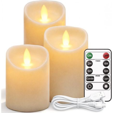 3 bougies LED rechargeables avec télécommande