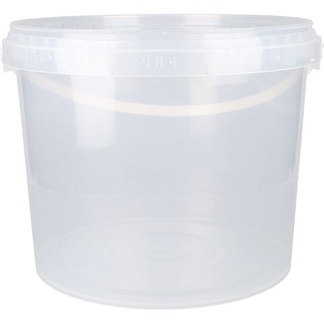 Seau avec poignée plastique, PP, rond, 5,4 litres, qualité alimentaire Seau couvercle distributeur blanc (1/2)