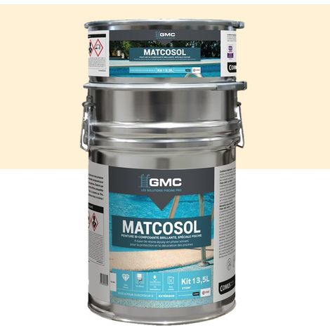 Peinture piscine Matcosol sable 13.5L – Résine époxy bi-composant – Grande résistance au chlore – Imperméabilisant béton et polyester – GMC