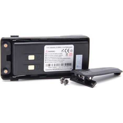 vhbw 1x Akku kompatibel mit Wouxun KG-UV9P, KG-UV9K, KG-UV9K PLus Funkgerät, Walkie Talkie (3200 mAh, 7,4 V, Li-Ion) + Gürtelclip
