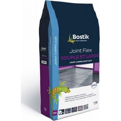 Bostik – Joint de carrelage large flex gris ciment 5 kg – Résistant à l'eau – Application facile sur mortier et béton – Pour joints de 3 à 30 mm