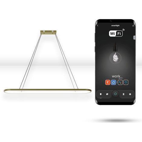 Runde Tuya WiFi-Lampe 90x20cm LED Gold hängende Ellipse (1/5)