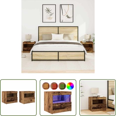 Rangement - Cabinet de chevet avec tiroir 2 pcs Bois ancien 50 x 40 x 45 cm (1/5)