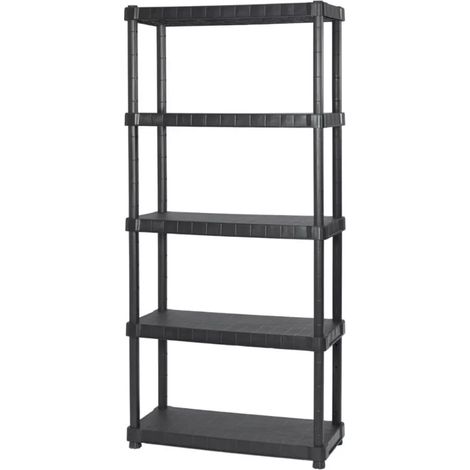 scaffale 5 ripiani in polipropilene "urano" nero portata 300 kg 90x40x188 cm