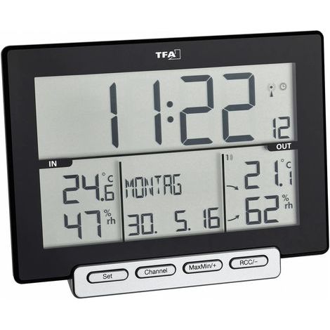 Thermo-hygromètre radiopiloté TFA Dostmann Trinity noir S264711 (1/5)
