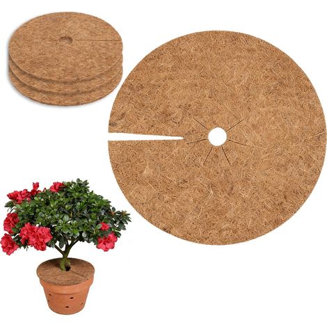 4 Tapis de Coco pour Plantes avec Couvercle, en Fibre de Coco Biodégradable, pour la Protection des Racines et Contre Les Mauvaises Herbes (1/4)