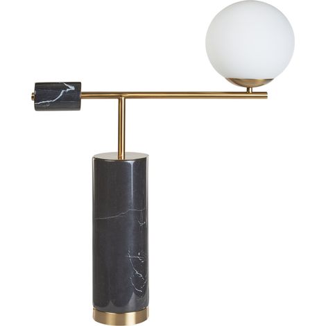 Lámpara de mesa de mármol negro dorado 65 cm base pantalla vidrio Hondo
