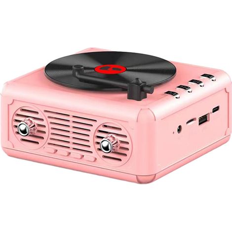 Dieser tragbare Retro-Plattenspieler in Kofferform verfügt über einen eingebauten Lautsprecher und einen Bluetooth-Lautsprecher und ist somit ein ideales Geburtstagsgeschenk. (1/5)