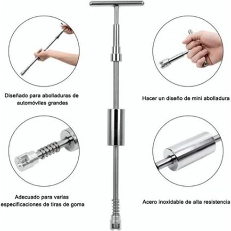 Marteau en forme de T + 12 languettes de traction, outil de réparation de bosses de voiture, ventouse, kit de réparation de bosses sans carrosserie (exclusivité Mexique) (1/5)