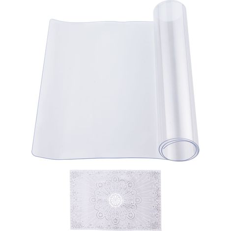 Nappe de Table en Plastique Transparent, 40x80 cm, Épaisseur 1,5 mm, Protège-Table Rectangulaire en PVC, Imperméable et Facile à Nettoyer, pour Bureau, Salle à Manger, Coiffeuse (1/5)