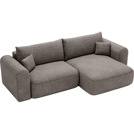 NIRA Canapé d'angle convertible réversible avec coffre en tissu gris (1/5)