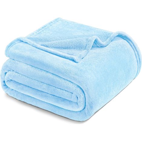 Mezcla Couverture Plaid Polaire Uni, 150 x 200 CM, Bleu Ciel (1/5)