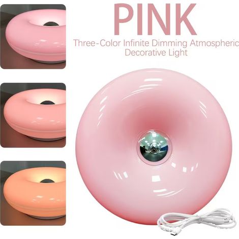 Lampe de table Donut, applique d’ambiance, lampe de table rétro moderne, dimmable 3 couleurs, lampe de table de chevet (1/5)