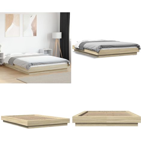 Bettgestell Sonoma-Eiche 140x200 cm Holzwerkstoff - Holzbettfassungen - Betten Gestellen - Doppelbett - Eiche Möbel - Schlafzimmer Dekoration - Home & Living (1/5)