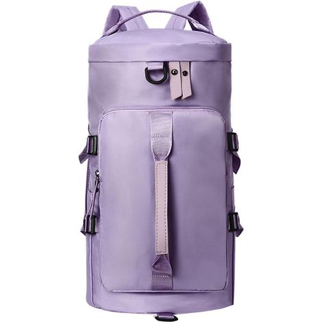Bolsa deportiva ligera para hombre y mujer con compartimento para zapatos y bolsillos para yoga, viajes, natación, camping, color morado, talla única (1/5)