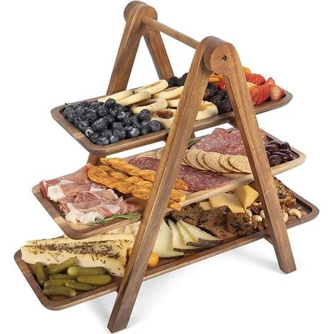 Présentoir à gâteaux 3 niveaux en bois naturel