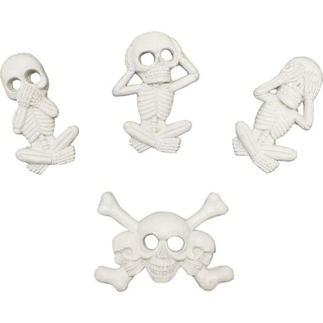 Paquet de 4 autocollants décoratifs de voiture de sculpture de figurine en résine 3D de squelette de crâne Halloween autocollants de réfrigérateur intérieur et extérieur autocollants en résine (1/5)