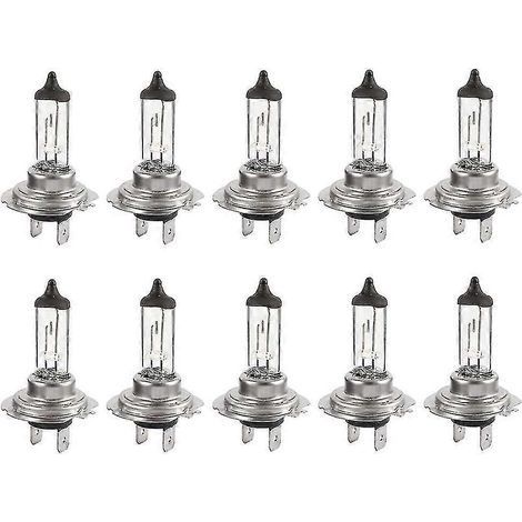 Lot de 10 ampoules halogènes xénon H7 12 V 55 W ultra-lumineuses et longue durée de vie pour feux de croisement et de route (1/4)
