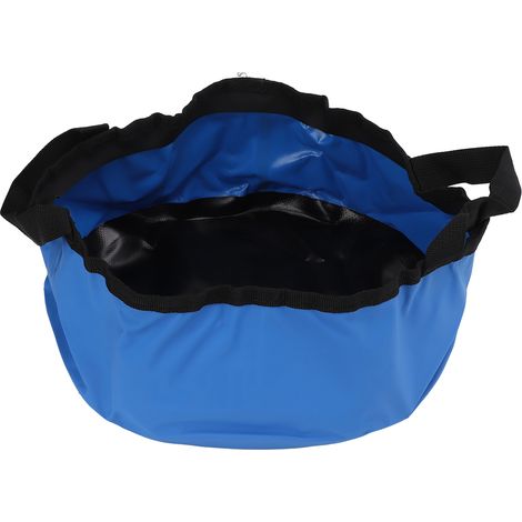 Seau pliable avec poignée, léger et pliable, en PVC épais, bleu, 7,5 L, idéal pour le camping, la randonnée et la pêche.-AquaForge (1/5)