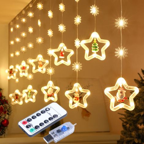 Guirlande Lumineuse LED Fée Étoile Bonhomme de Neige Père Noël pour Décoration Intérieure Extérieure Fêtes Mariages Noël (1/5)