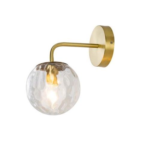 Applique murale globe ambré en verre à bulles – lampe dorée design moderne, lumière dimmable décorative pour chambre, salon, couloir (1/5)