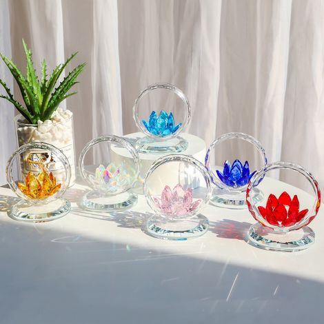 Ornement En Verre - Rose Cristal 7 x 6 x 6 cm - Décoration Intérieur Voiture Bureau Maison - Cadeau Anniversaire Mariage - Unité (1/5)
