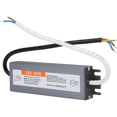 Alimentation LED ultra-mince et étanche 60 W, AC 110-250 V (50/60 Hz) ou DC 24 V (1/5)