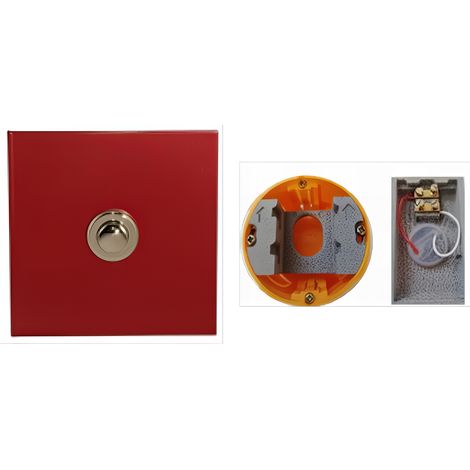Sonnette filaire carré acier rouge boite d'encastrement (1/3)