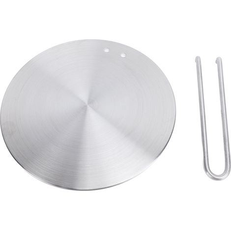 Diffuseur de convertisseur de chaleur en acier inoxydable avec poignée amovible, plaque d'adaptation à induction ronde pour plaque de cuisson à gaz et vitrocéramique de 22 pouces. (1/5)