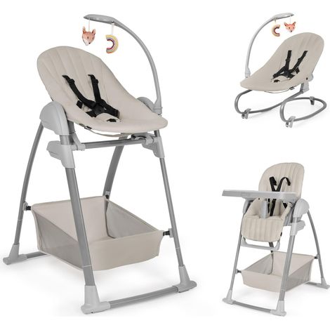 Chaise Haute Bébé Évolutive Sit N Relax 3 en 1 dès Naissance, Beige (1/5)