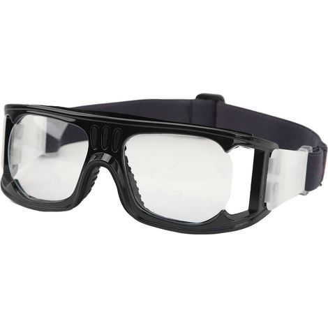 Lunettes de sport résistantes aux chocs et antibuée, avec bandeau ajustable, pour basketball, course à pied et cyclisme (noires). (1/5)