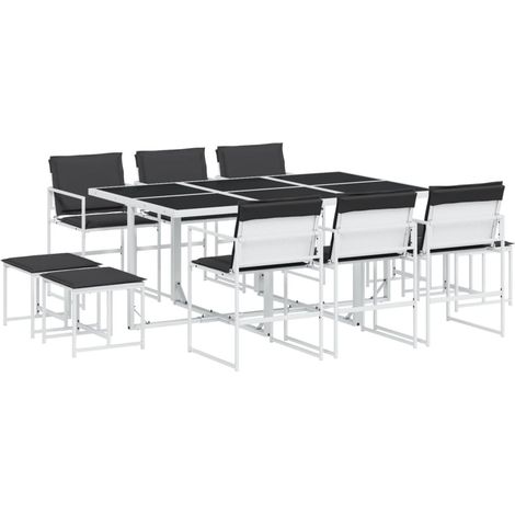 Maison Exclusive - Set da Pranzo da Giardino 11 pz con Cuscini Bianco in Textilene