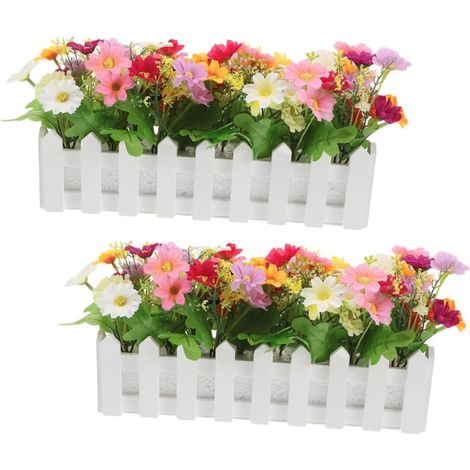 2 pièces Plantes Artificielles Marguerites avec Pot Clôture Décorations Mariage pour Porche Jardin Intérieur Réaliste (1/5)