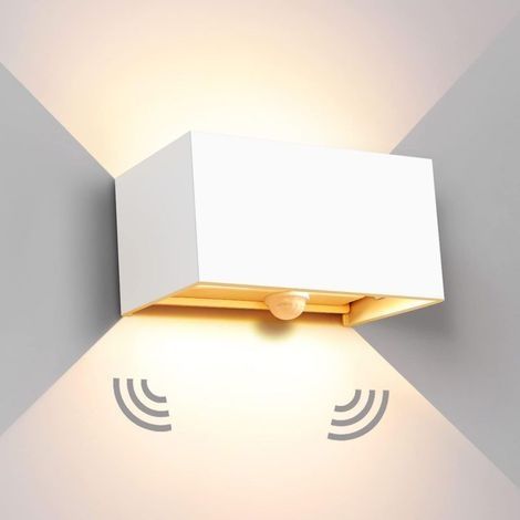 24W Applique Murale Exterieur Avec Détecteur De Mouvement Éclairage mural 3000K Auto Allumer et éteindre Avec Angle de Faisceau Réglable Lampe Murale Up Down Design Blanc (1/5)