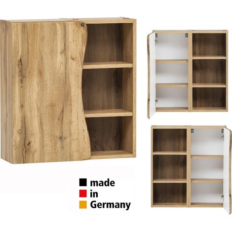 Hängeschrank mit Regal 60 cm breit KAHLA-03 in Wotan Eiche Nb., B/H/T: ca. 60/64/20 cm (1/5)