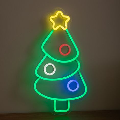 40cm Neon-Style Christmas Tree Light Up Decoration (1/5)
