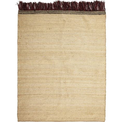 Tapis 200 x 250 cm Jute - Naturel, Noir, Rouge