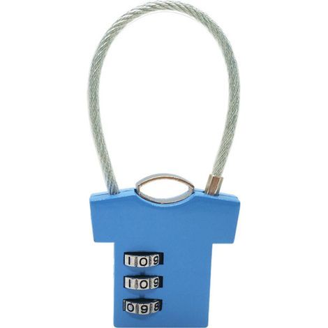 Cute portable combination lock zinc alloy clothing-shaped padlock for suitcase filing cabinet, blue. (1/5)