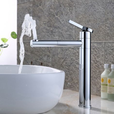 YMYNY Doppel-Badezimmer-Wasserhahn, 360° drehbarer Waschbecken-Wasserhahn, Messing, Badezimmer-Waschbecken-Wasserhahn, Chrom-Badezimmer-Wasserhähne, Einhebelmischer (1/5)