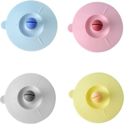 Tapa de silicona, 4 piezas, tapa de silicona vasos, tapa silicona, tapa antisalpicaduras silicona, tapas antisalpicaduras silicona, Multicolor (1/5)