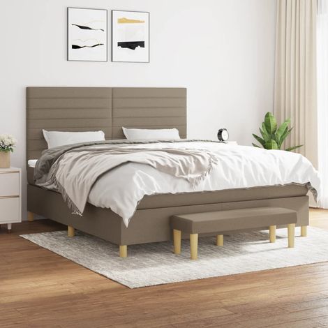 Boxspringbett mit Matratze Taupe 180x200 cm Stoff (1/5)