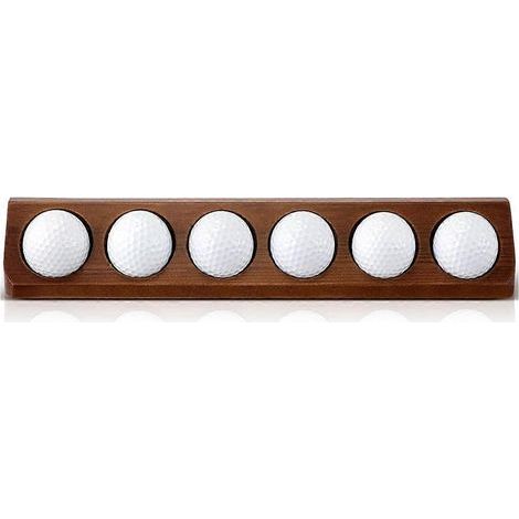 Présentoir mural en bois pour 6 balles de golf standard. Support pour balles de golf. (1/5)